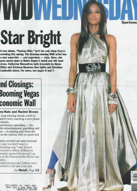 WWD Star Bright feature showing Ciara in a silver gown.